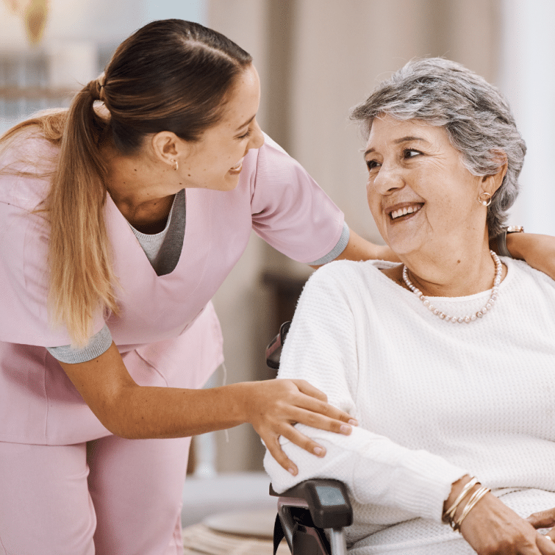 Care worker and elderly patient