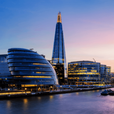 London skyline at sunset