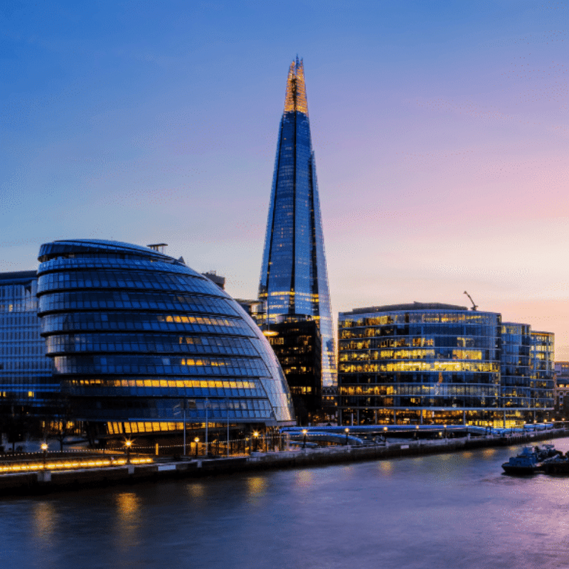 London skyline at sunset