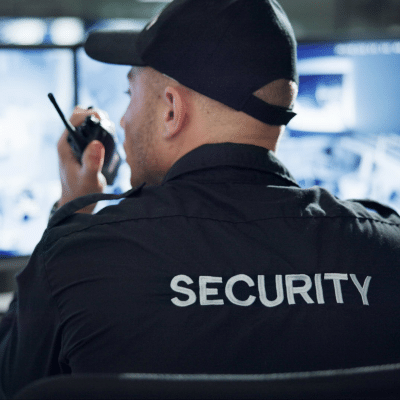 Security manager looking over CCTV