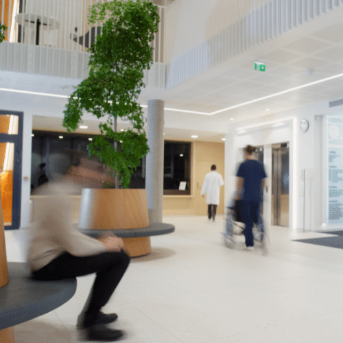 Busy hospital corridor